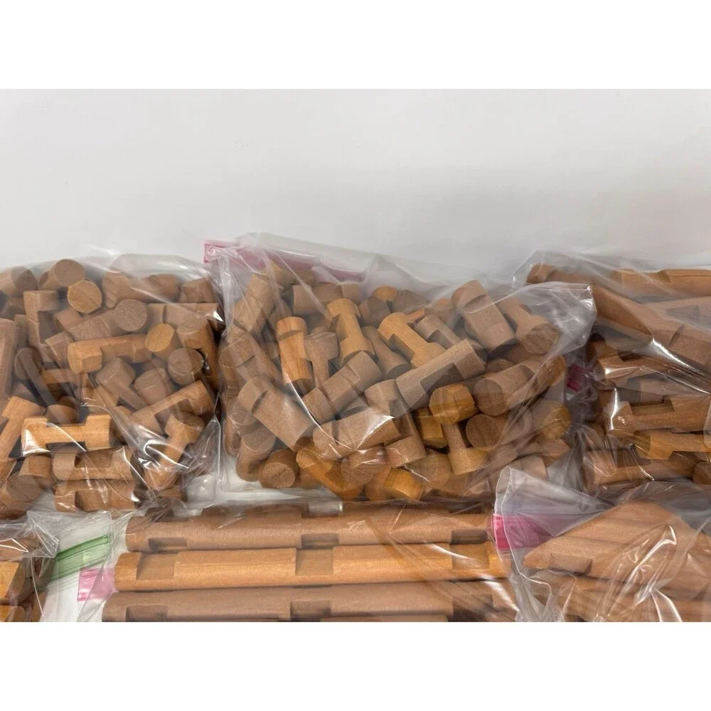 Vintage Lincoln Logs Wooden Building Pieces Lot ~290 Pieces Sorted Clean (A)